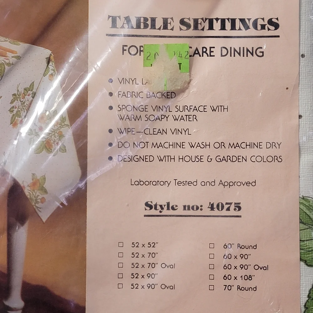 Vinyl Tablecloth Shabby Cottage Chic House and Garden Colors 52 x70 Oblong